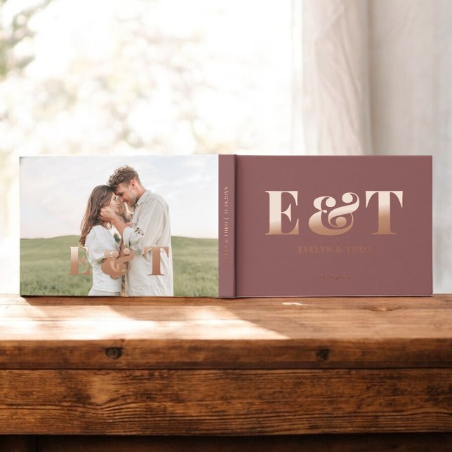Bold Monogram Elegant Photo Wedding Guest Book (Creator Uploaded)