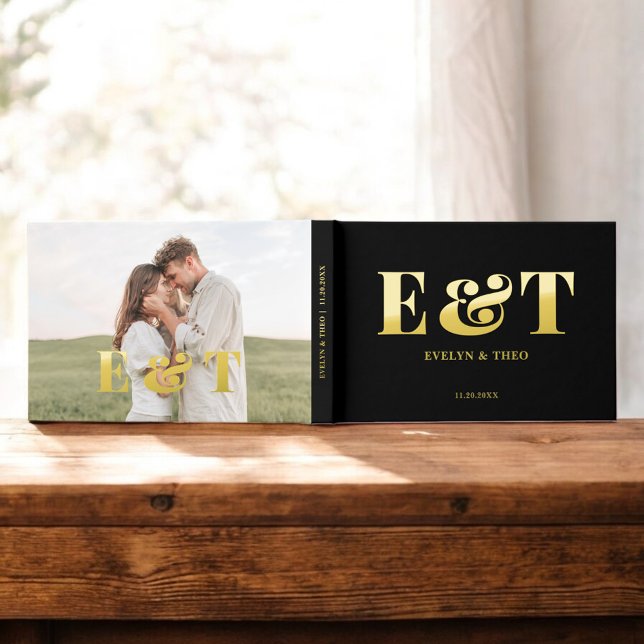 Bold Monogram Elegant Photo Wedding Guest Book (Creator Uploaded)