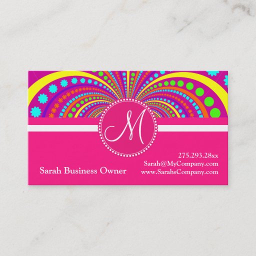 Customizable Bold Monogram Funky Pattern Hot Pink Design Business Card
