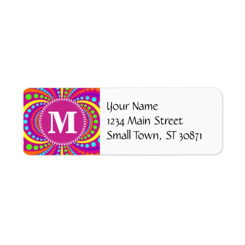 Bold Monogram Funky Pattern Hot Pink Design Label