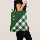 Bold Monogram Green White Buffalo Check Geometric