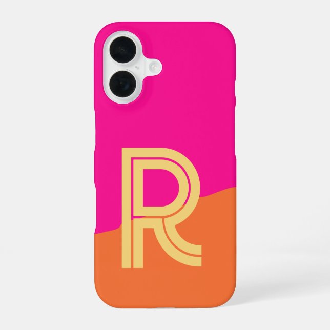 Bold Monogram Hot Pink Orange Iphone Case (Back)