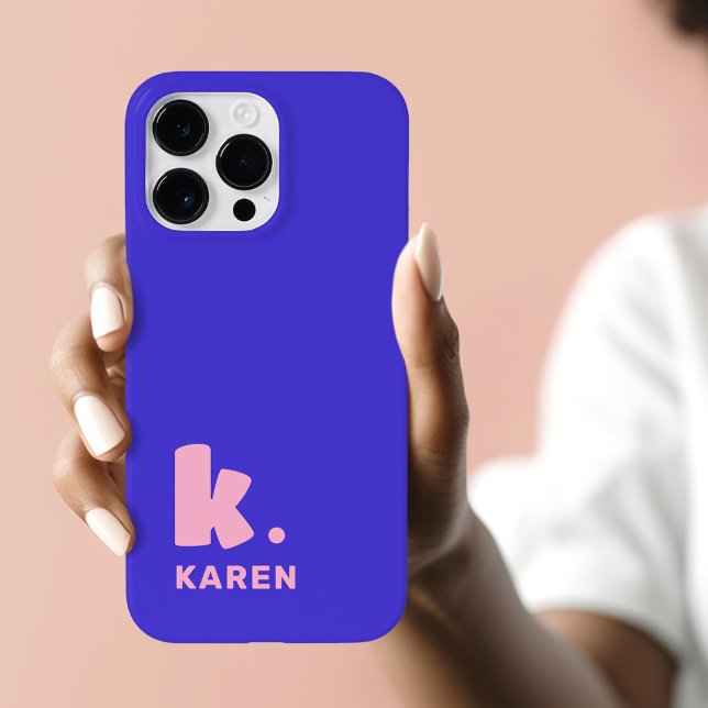 Bold monogram initial and name blue pink Case-Mate iPhone case (Bold monogram initial and name blue pink Case-Mate iPhone case)