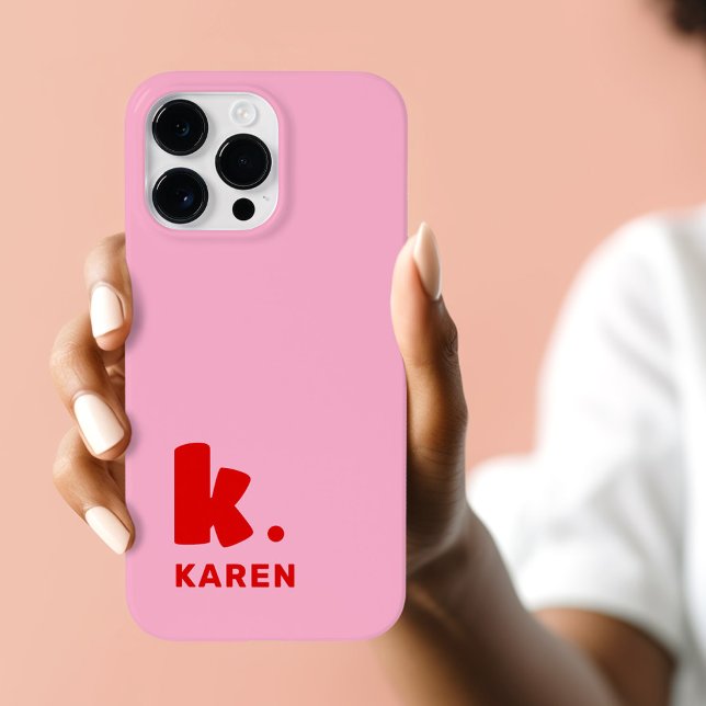 Bold monogram initial and name red pink Case-Mate iPhone case (Bold monogram initial and name red pink Case-Mate iPhone case)