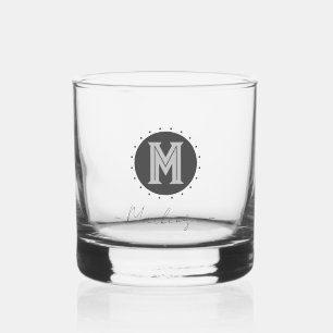 Bold Monogram Initial Custom Whiskey Glass