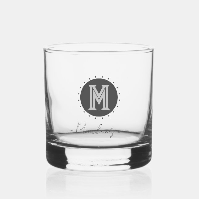 Bold Monogram Initial Custom Whiskey Glass (Front)