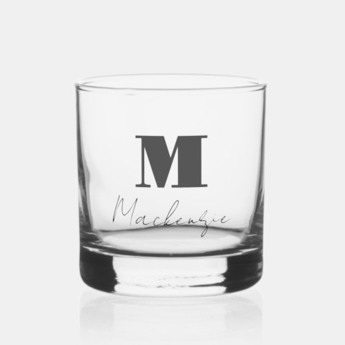 Bold Monogram Initial Fancy Script Custom Whiskey Whiskey Glass