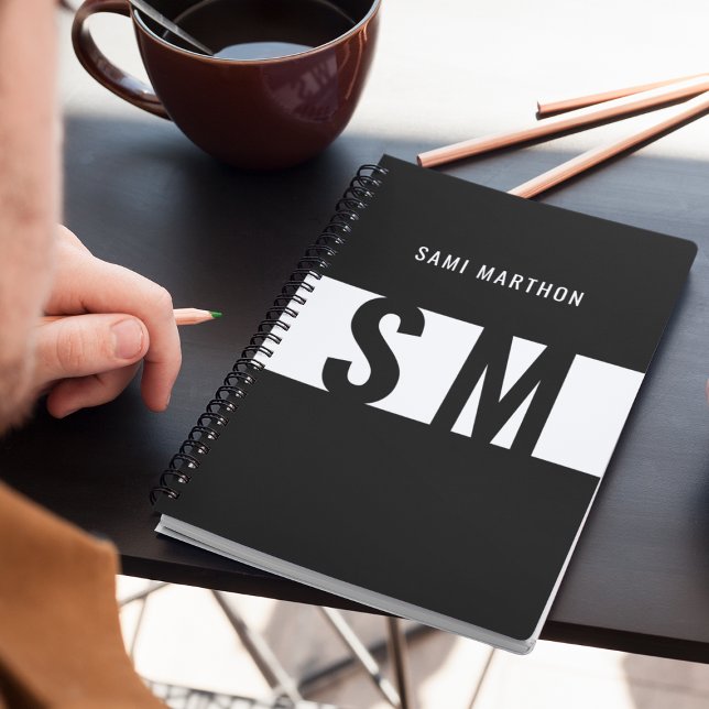 Bold Monogram Initials Black & White Business  Planner (Creator Uploaded)