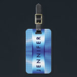 Bold Monogram, Metallic Blue Pattern Design Luggage Tag<br><div class="desc">Monogramed metallic design blue stainless steel and geometric pattern. Oversized and bold monogram</div>