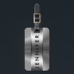 Bold Monogram, Metallic Silver Gray Pattern Design Luggage Tag<br><div class="desc">Monogramed metallic design silver gray stainless steel and geometric pattern. Oversized and bold monogram</div>