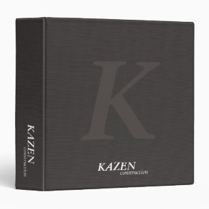 Bold Monogram Minimalist Linen Fabric Construction 3 Ring Binder