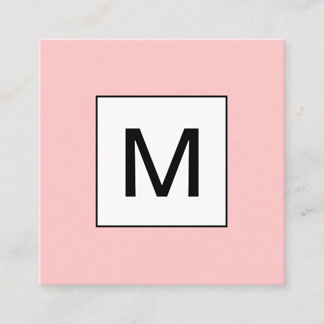 Bold monogram minimalist modern pink business card (Front)