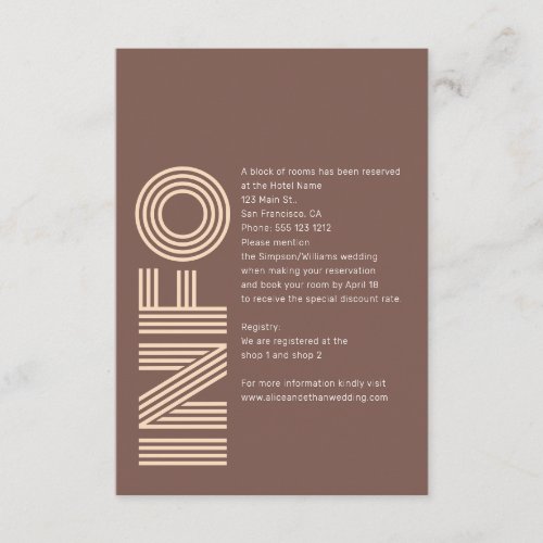 Bold Monogram Minimalist Wedding Details Enclosure Card