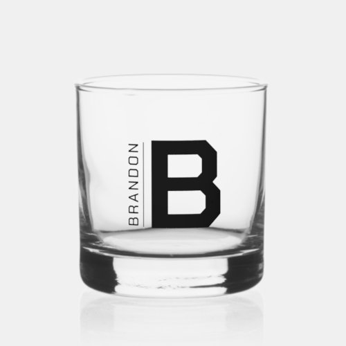 Bold Monogram Name Custom Color Whiskey Glass
