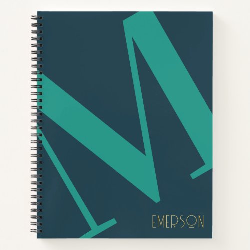 Bold Monogram Name Green Notebook