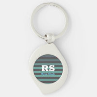 Bold Monogram & Name, Lt. Teal Lines on Dark Grey