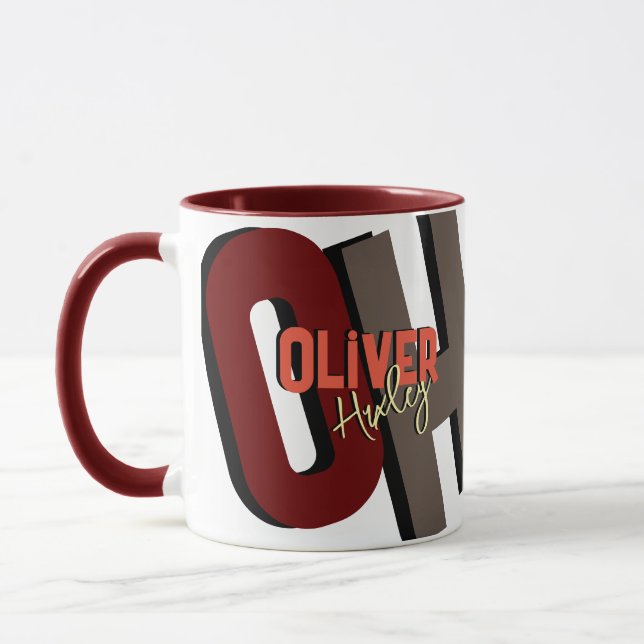 Bold Monogram Name with Shadow Mug (Left)