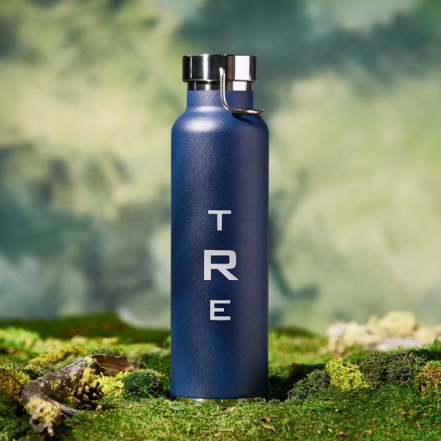 Bold Monogram on Blue Water Bottle (Outdoor)