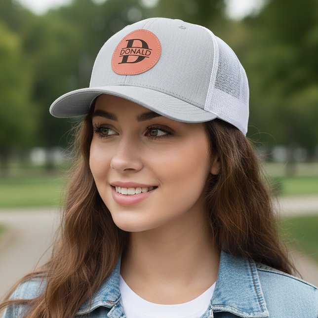 Bold Monogram Personalized Name Leather Patch Hat (Creator Uploaded)