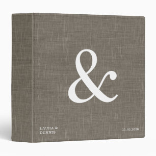 Bold Monogram Personalized Wedding Album Linen 3 Ring Binder