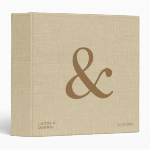 Bold Monogram Personalized Wedding Album Linen 3 Ring Binder