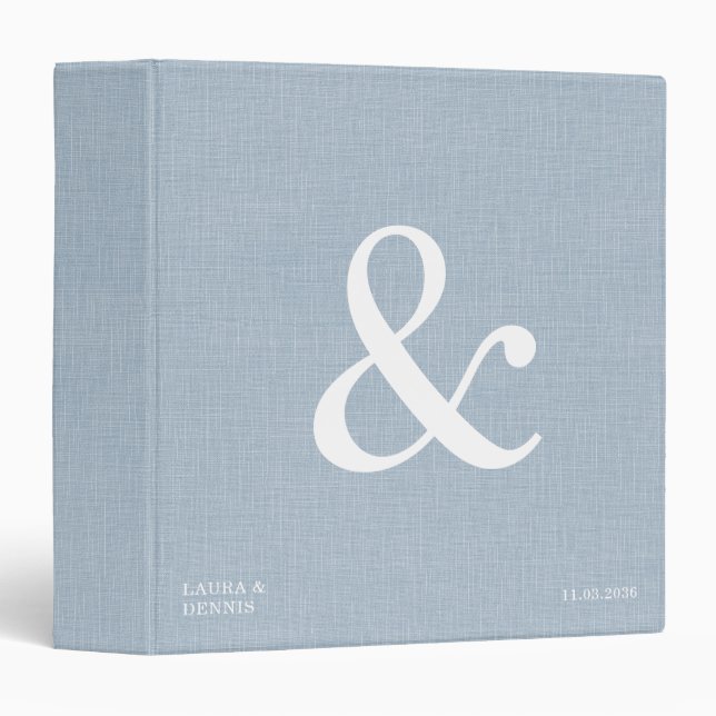 Bold Monogram Personalized Wedding Album Linen 3 Ring Binder (Front/Spine)