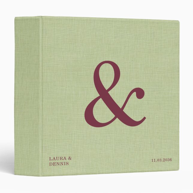 Bold Monogram Personalized Wedding Album Linen 3 Ring Binder (Front/Spine)