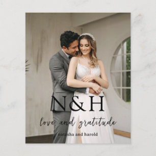 Bold Monogram Photo Budget Wedding Thank You Flyer