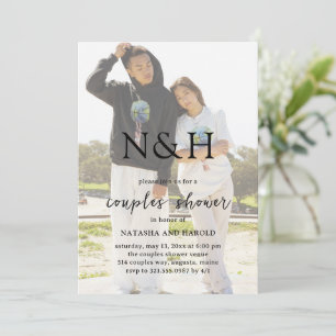 Bold Monogram Photo Modern Couples Shower Invitation