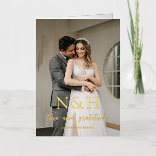 Bold Monogram Photo Wedding Foil Thank You Card