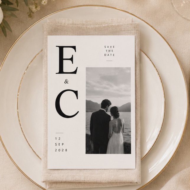 Bold Monogram Save The Date Wedding Card. (Creator Uploaded)
