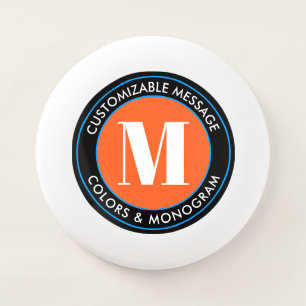 Bold Monogram & Text   Black White Orange & Blue Wham-O Frisbee
