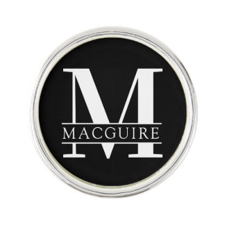 Bold Monogram with Name | Black Lapel Pin