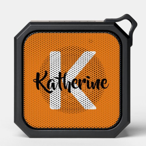 Bold Monogram with Name Orange Bluetooth Speaker