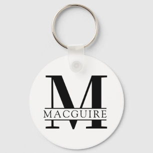 Bold Monogram with Name White Keychain