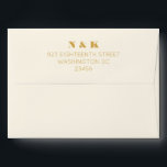 Bold Monogram Yellow Cream Return Address  Envelope<br><div class="desc">Minimalist Modern Monogram Yellow and Cream Wedding Invitation Matching Envelope with Return Address</div>