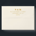 Bold Monogram Yellow Cream Return Address  Envelope<br><div class="desc">Minimalist Modern Monogram Yellow and Cream Wedding Invitation Matching Envelope with Return Address</div>