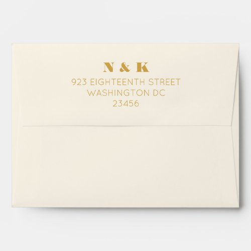 Bold Monogram Yellow Cream Return Address  Envelope