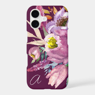 Bold Monogrammed Purple Wine Garden Floral  iPhone 17 Case