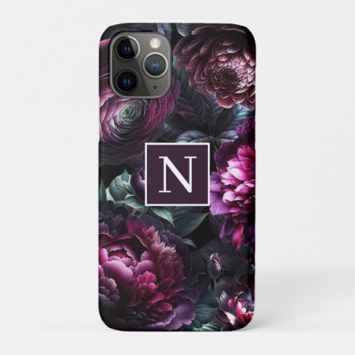 Bold Moody Flowers Black Enchanted Floral Garden iPhone 11 Pro Case