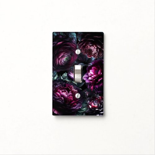 Bold Moody Flowers Black Enchanted Floral Garden Light Switch Cover
