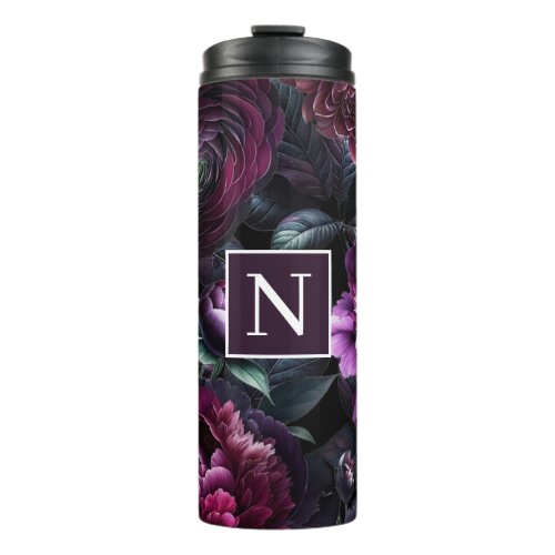 Bold Moody Flowers Black Enchanted Floral Garden Thermal Tumbler