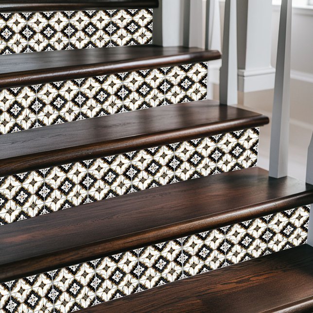Bold Moroccan Cross – Black & White Patterned Ceramic Tile (Creator Uploaded)