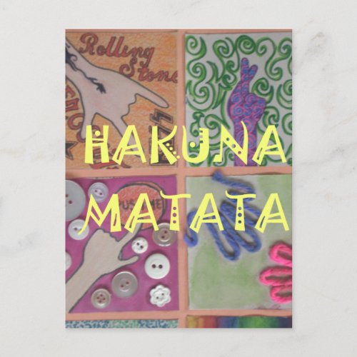 Bold Mosaic Mash_Up Edgy Pop Art Hakuna Matata  Postcard