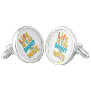 Bold motivational quote playful style cufflinks