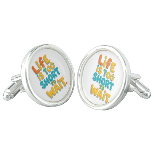 Bold motivational quote playful style cufflinks (Angled)