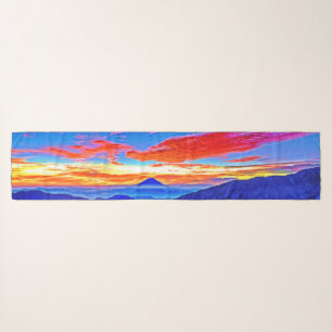 Bold Mount Fuji Japan Photo In Blue, Red, Yellow Scarf