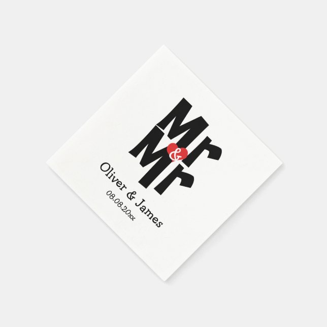 Bold Mr and Mr Suit Modern Gay Wedding Napkins (Corner)