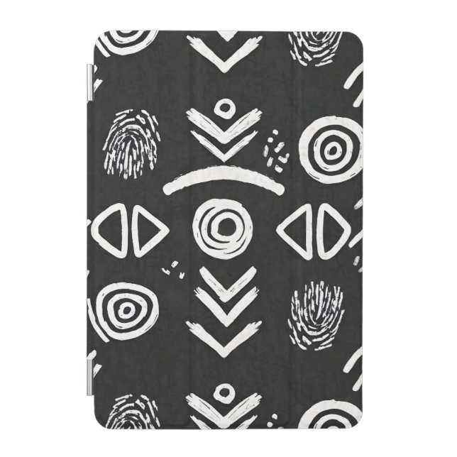 Bold Mud Cloth – Black & White Pattern iPad Mini Cover (Front)