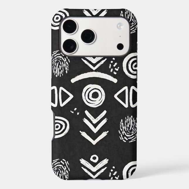 Bold Mud Cloth – Black & White Pattern iPhone Case (Back)